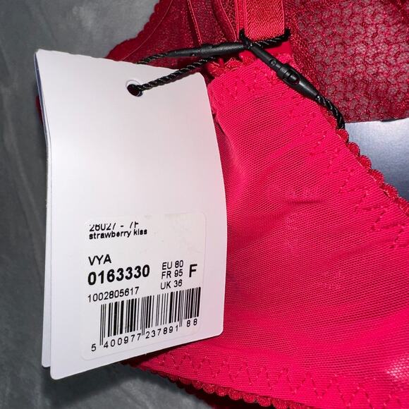 Prima Donna Bra 36F Red Vya Full Cup Strawberry Kiss Underwire Lace NWT! - Picture 8 of 10